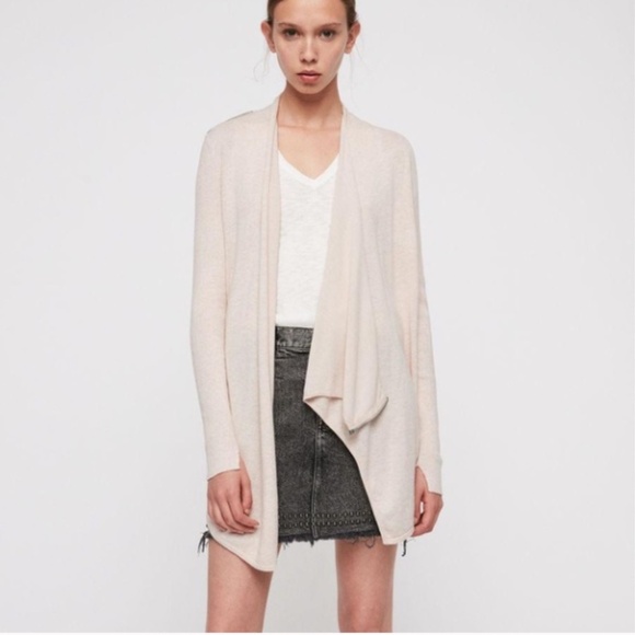 All Saints Drina Cotton Rib Cardigan - Picture 1 of 5